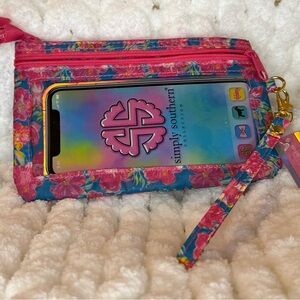 Simply Southern Floral Phone Wristlet with Pink and Blue